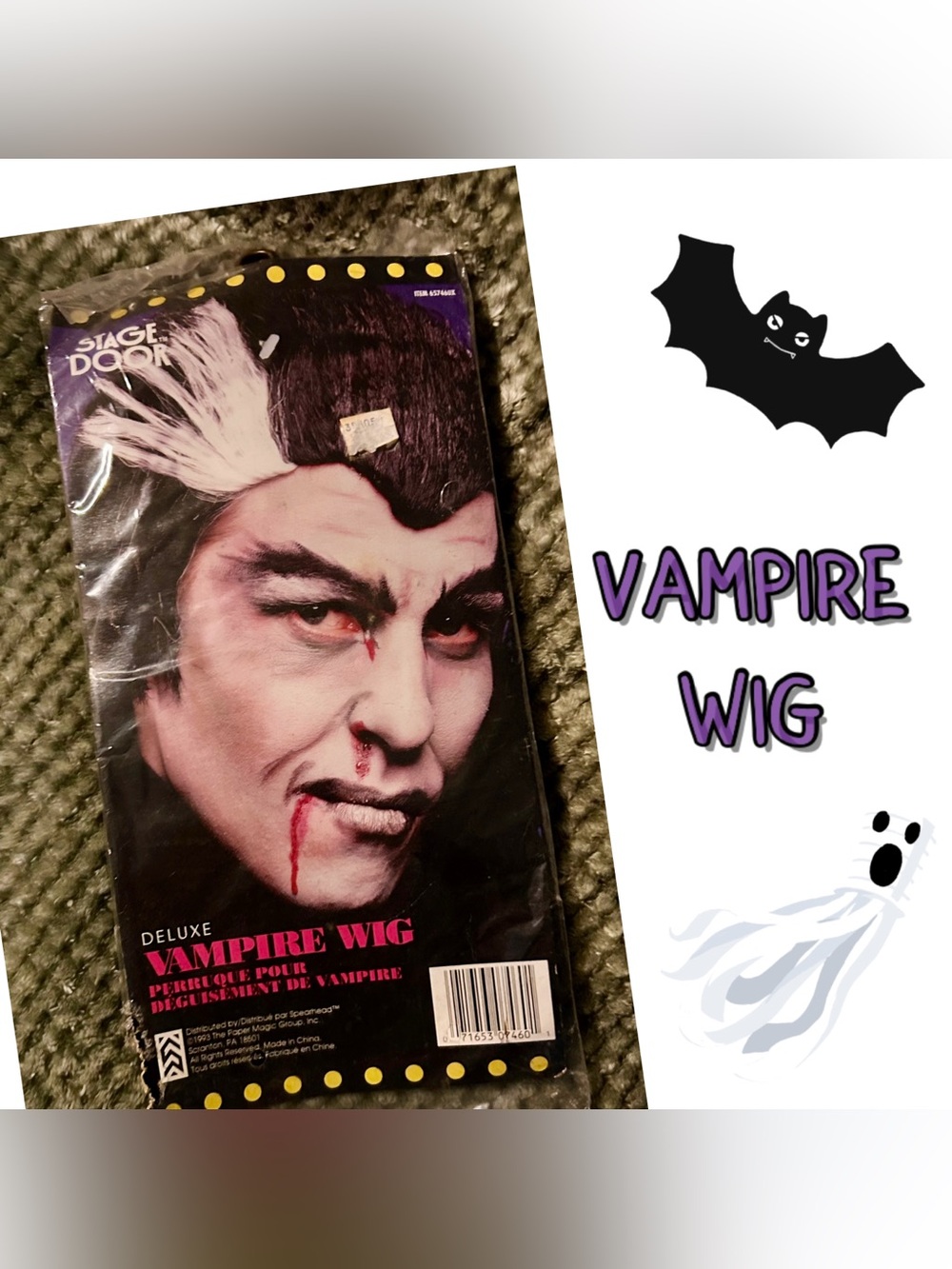 Black & White Vampire Wig - Men’s Halloween Costume